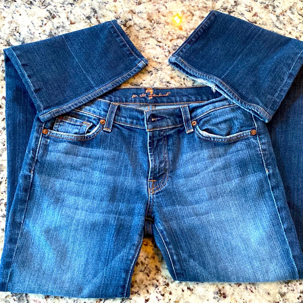 7 for all mankind low rise dark wash flare